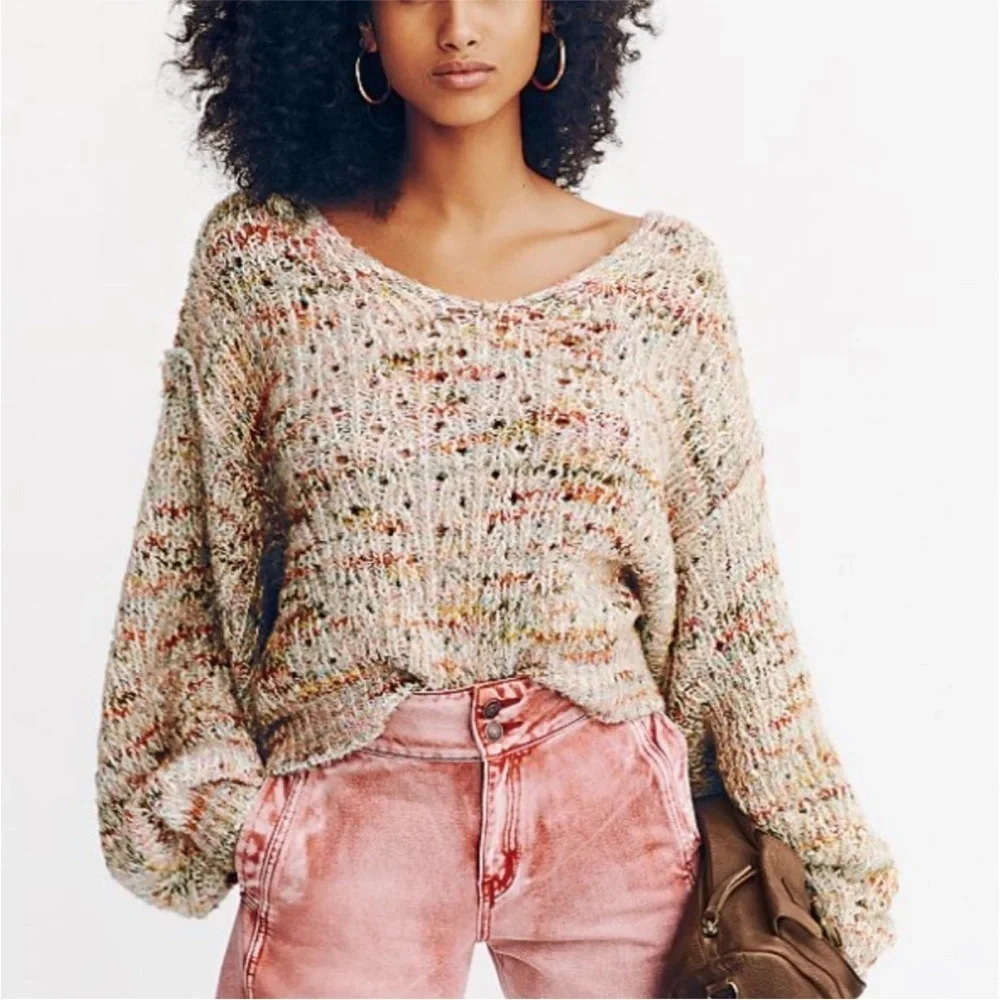 Free People Highland V-Neck Sweater Size Small